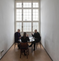 Stephan Becker und Friederike Meyer im Gesprch mit Charles Jencks im November 2017 in Berlin auf dem World Architecture Festival 